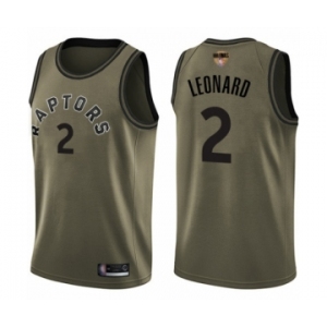 Men's Toronto Raptors #2 Kawhi Leonard Swingman Green Salute to Service 2019 Basketball Finals Bound Jersey