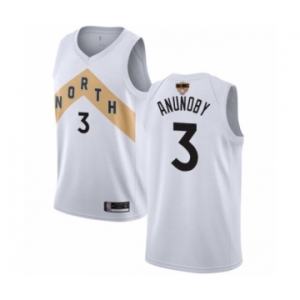 Men's Toronto Raptors #3 OG Anunoby Authentic White 2019 Basketball Finals Bound Jersey - City Edition