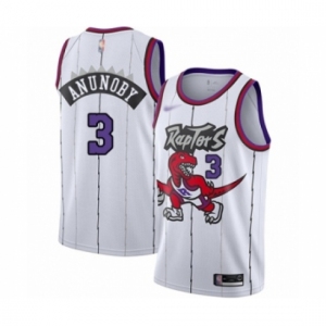 Men's Toronto Raptors #3 OG Anunoby Authentic White Hardwood Classics Basketball Jersey
