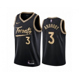 Men's Toronto Raptors #3 OG Anunoby Black City Edition New Uniform 2020-21 Stitched Basketball Jersey