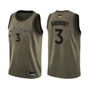 Men's Toronto Raptors #3 OG Anunoby Swingman Green Salute to Service 2019 Basketball Finals Bound Jersey