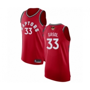 Men's Toronto Raptors #33 Marc Gasol Authentic Red 2019 Basketball Finals Bound Jersey - Icon Edition