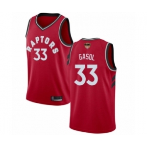 Men's Toronto Raptors #33 Marc Gasol Swingman Red 2019 Basketball Finals Bound Jersey - Icon Edition