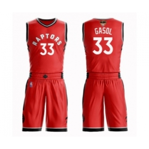 Men's Toronto Raptors #33 Marc Gasol Swingman Red 2019 Basketball Finals Bound Suit Jersey - Icon Edition