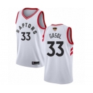 Men's Toronto Raptors #33 Marc Gasol Swingman White 2019 Basketball Finals Bound Jersey - Association Edition