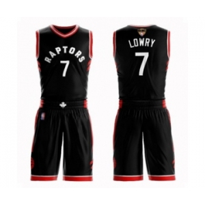 Men's Toronto Raptors #7 Kyle Lowry Authentic Black 2019 Basketball Finals Bound Suit Jersey Statement Edition