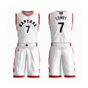 Men's Toronto Raptors #7 Kyle Lowry Authentic White 2019 Basketball Finals Bound Suit Jersey - Association Edition