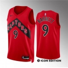 Men's Toronto Raptors #9 RJ Barrett Red Icon Edition Stitched Basketball Jersey