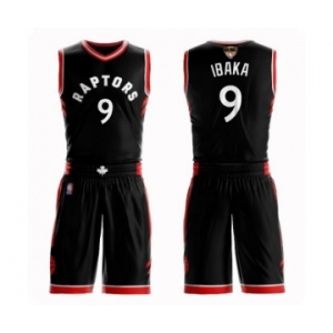 Men's Toronto Raptors #9 Serge Ibaka Authentic Black 2019 Basketball Finals Bound Suit Jersey Statement Edition