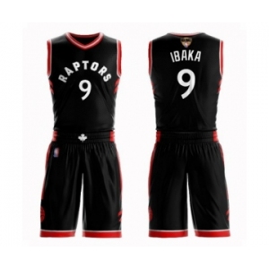 Men's Toronto Raptors #9 Serge Ibaka Swingman Black 2019 Basketball Finals Bound Suit Jersey Statement Edition