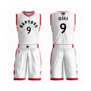 Men's Toronto Raptors #9 Serge Ibaka Swingman White 2019 Basketball Finals Bound Suit Jersey - Association Edition