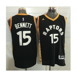 Toronto Raptors #15 Bennett Black Gold Stitched NBA Jersey