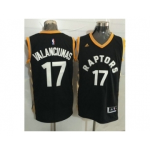 Toronto Raptors #17 Jonas Valanciunas Black Gold Stitched NBA Jersey