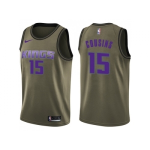 Men Nike Sacramento Kings #15 DeMarcus Cousins Green Salute to Service NBA Swingman Jersey