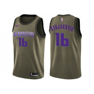 Men Nike Sacramento Kings #16 Peja Stojakovic Green Salute to Service NBA Swingman Jersey