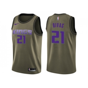 Men Nike Sacramento Kings #21 Vlade Divac Green Salute to Service NBA Swingman Jersey