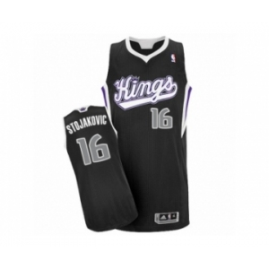 Men's Adidas Sacramento Kings #16 Peja Stojakovic Authentic Black Alternate NBA Jersey