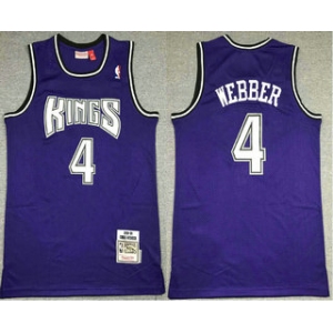 Men's Sacramento Kings #4 Chris Webber Purple 1998-99 Hardwood Classics Soul Swingman Stitched NBA Throwback Jersey