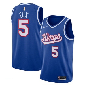 Men's Sacramento Kings #5 De'Aaron Fox Blue 2019-20 Hardwood Classics Swingman Stitched Basketball Jersey