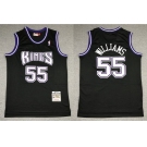 Men's Sacramento Kings #55 Jason Williams 1998-99 Black Hardwood Classics Soul Swingman Stitched NBA Throwback Jersey