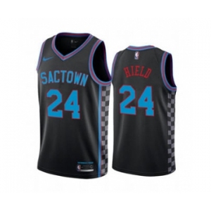 Men's Sacramento Kings Purple #24 Buddy Hield Black City Edition Sactown 2020-21 Stitched Basketball Jersey