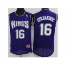 Sacramento Kings #16 Peja Stojakovic Purple Throwback Stitched NBA Jersey