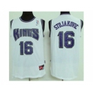 Sacramento Kings #16 Peja Stojakovic White Throwback Stitched NBA Jersey