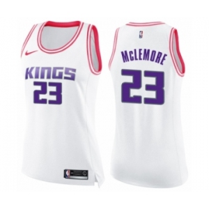 Women's Nike Sacramento Kings #23 Ben McLemore Swingman White Pink Fashion NBA Jersey