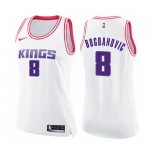 Women's Nike Sacramento Kings #8 Bogdan Bogdanovic Swingman White Pink Fashion NBA Jersey