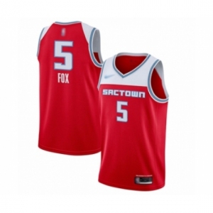 Youth Sacramento Kings #5 De'Aaron Fox Swingman Red Basketball Jersey 2019-20 City Edition