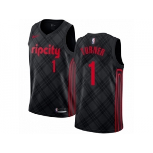 Men Nike Portland Trail Blazers #1 Evan Turner Authentic Black NBA Jersey - City Edition