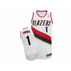 Men's Adidas Portland Trail Blazers #1 Evan Turner Authentic White Home NBA Jersey