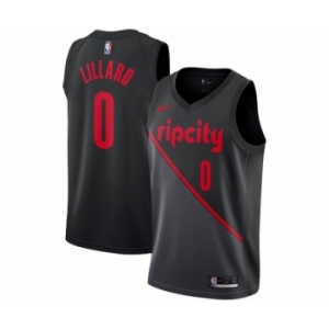 Men's Nike Portland Trail Blazers #0 Damian Lillard Swingman Black NBA Jersey - 2018-19 City Edition