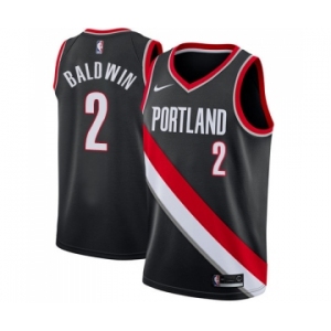 Men's Nike Portland Trail Blazers #2 Wade Baldwin Swingman Black NBA Jersey - Icon Edition