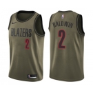 Men's Nike Portland Trail Blazers #2 Wade Baldwin Swingman Green Salute to Service NBA Jersey