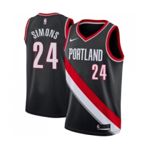 Men's Nike Portland Trail Blazers #24 Anfernee Simons Swingman Black NBA Jersey - Icon Edition