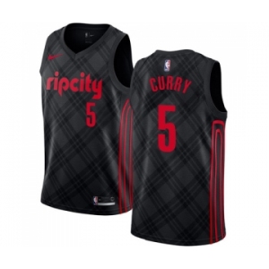 Men's Nike Portland Trail Blazers #5 Seth Curry Authentic Black NBA Jersey - City Edition