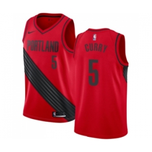 Men's Nike Portland Trail Blazers #5 Seth Curry Authentic Red NBA Jersey Statement Edition