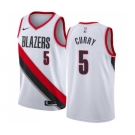 Men's Nike Portland Trail Blazers #5 Seth Curry Authentic White NBA Jersey - Association Edition