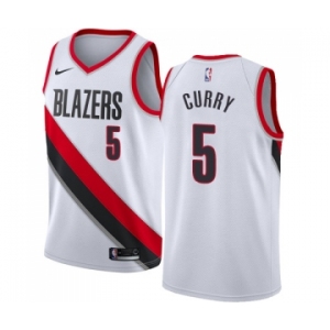 Men's Nike Portland Trail Blazers #5 Seth Curry Authentic White NBA Jersey - Association Edition