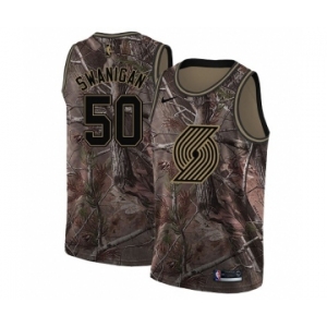 Men's Nike Portland Trail Blazers #50 Caleb Swanigan Swingman Camo Realtree Collection NBA Jersey