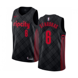 Men's Nike Portland Trail Blazers #6 Nik Stauskas Authentic Black NBA Jersey - City Edition