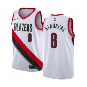 Men's Nike Portland Trail Blazers #6 Nik Stauskas Authentic White NBA Jersey - Association Edition