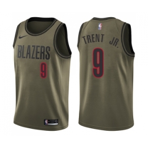 Men's Nike Portland Trail Blazers #9 Gary Trent Jr. Swingman Green Salute to Service NBA Jersey
