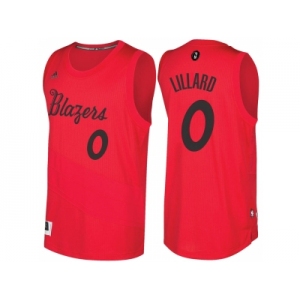 Men's Portland Trail Blazers #0 Damian Lillard adidas Red 2016 Christmas Day NBA Swingman Jersey