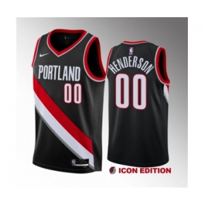 Men's Portland Trail Blazers #00 Scoot Henderson Black 2023 Draft Icon Edition Stitched Basketball Jersey