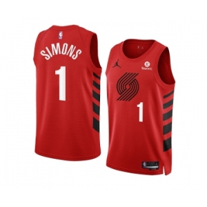 Men's Portland Trail Blazers #1 Anfernee Simons 2022-23 Red Statement Edition Swingman Stitched Basketball Jersey