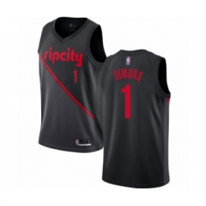 Men's Portland Trail Blazers #1 Anfernee Simons Authentic Black Basketball Jersey 2018-19 City Edition