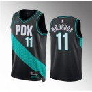 Men's Portland Trail Blazers #11 Malcolm Brogdon 2022-23 Black City Edition Stitched Basketball Jersey