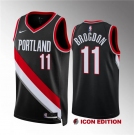 Men's Portland Trail Blazers #11 Malcolm Brogdon Black Icon Edition Stitched Basketball Jersey